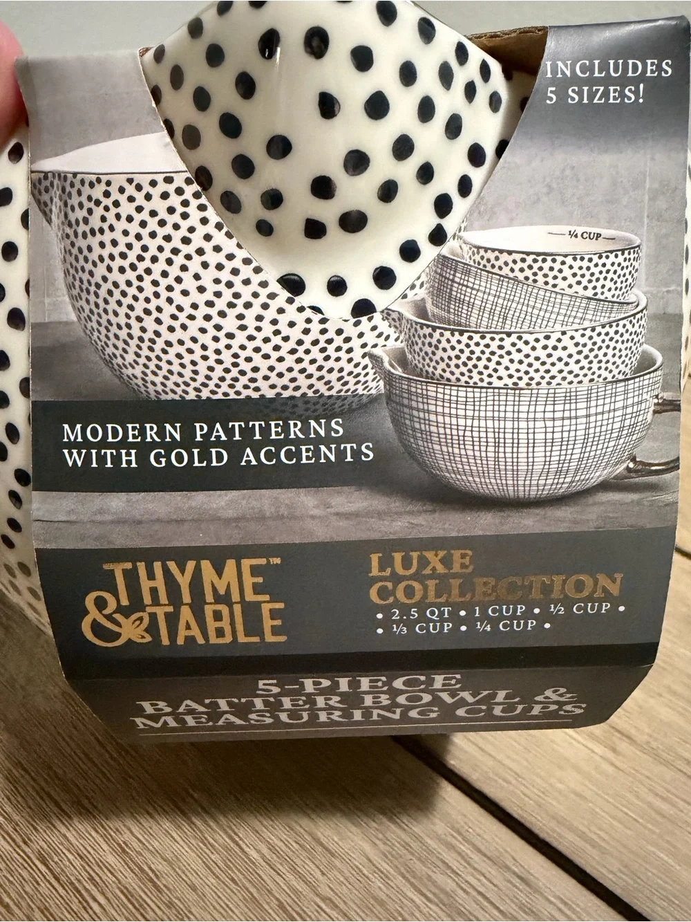 Thyme & Table Luxe Collection 5-Piece Cream Batter Bowl & Measuring Cups